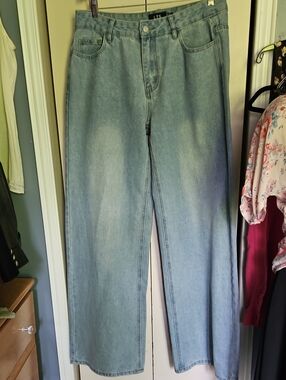 Wide Leg Light Blue Denim Jeans Relaxed MOM SZ10 Tall W17 Inseam35